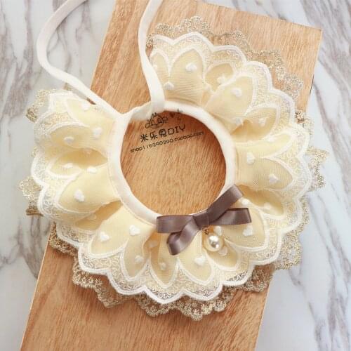Dogs cats handmade lace bow bell bibs doggy fashion neckties supplies puppy triangualr bandage gooming pet dog cat collar