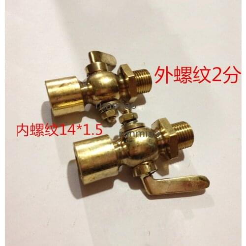 1/4" BSP Male x M14x1.5mm Metric Female Brass Drain Petcock Shut Off Valve Water Fuel Gas Oil