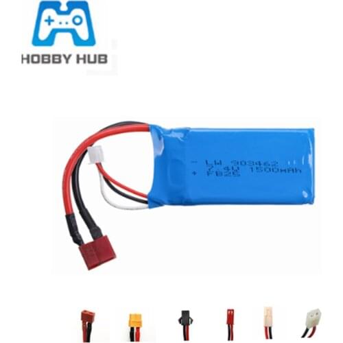 7.4V 1500mAh Lipo Battery For FT009 12428 12423 144001 RC Boat Car Spare Parts 2S 7.4V Battery KET/JST/T/XT60/EL Plug