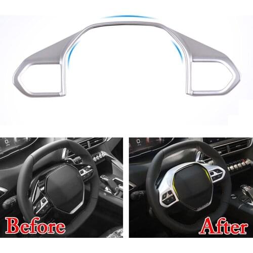 Car Interior ABS Matte Steering Wheel Cover Trim Moldings Decoration Fit For 2017 Peugeot 5008 Car Styling Accessories Covers