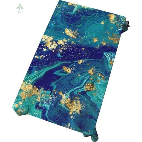 Marbled Blue Abstract Background Tablecloth For Rectangle Tables Liquid Marble Pattern Kitchen Dining For Party Holiday