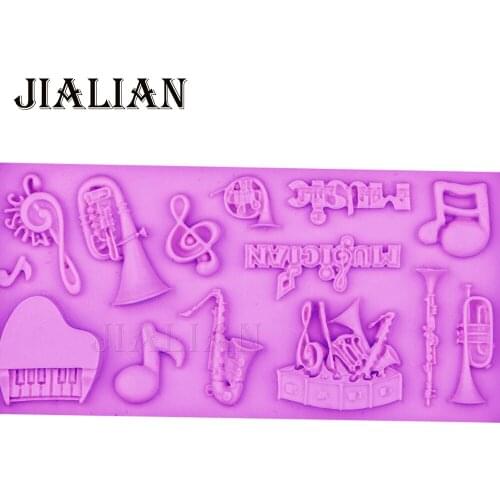 Musical Instruments note piano Saxophone fondant decoration silicone mold DIY Cake Decorating Tools Baking mould T0515