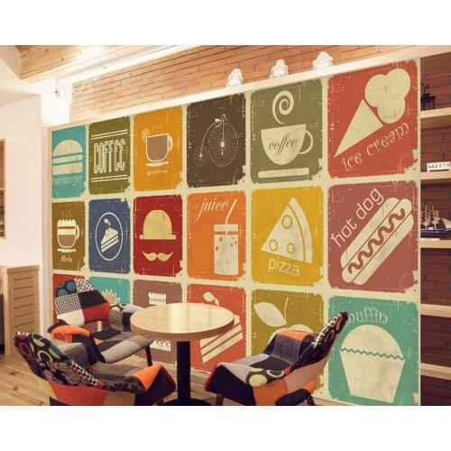Custom retro wallpaper,Retro coffee dessert,3D photo mural for Cafe Restaurant Hotel background wall PVC papel de parede