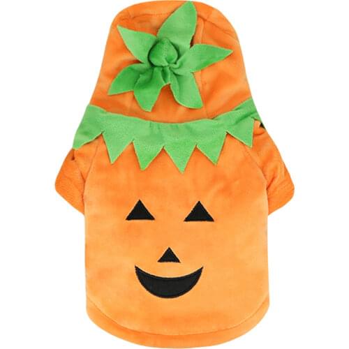 Dog Cat Clothes Halloween Pumpkin Costume Pet Cosplay Costume Puppy Warm Outfits Fleece Hoodie Coat Autumn Winter Pet Clothing