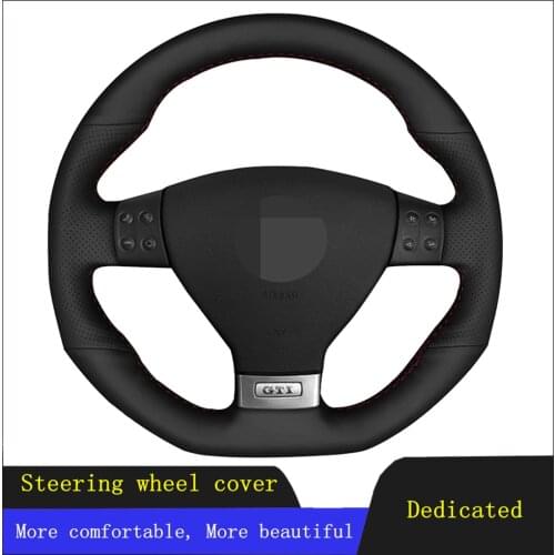 DIY Car Steering Wheel Cover Black Hand-stitched Artificial Leather For Volkswagen Golf 5 Mk5 GTI VW Golf 5 R32 Passat R GT 2005