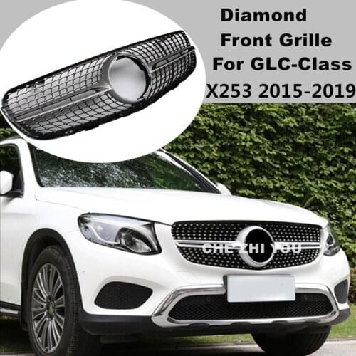Front Bumper Mesh Grille Diamond Style for Mercedes Benz GLC X253 2015-2019 GLC200 GLC250 GLC300 without Centre Logo Car Styling