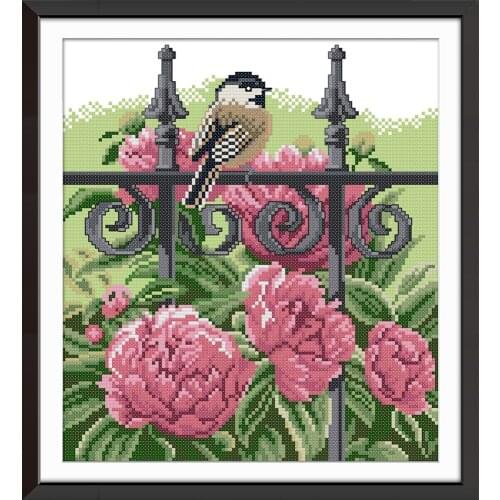 Bird on the fence 2 cross stitch kit aida 14ct 11ct count print canvas cross stitches needlework embroidery DIY handmade