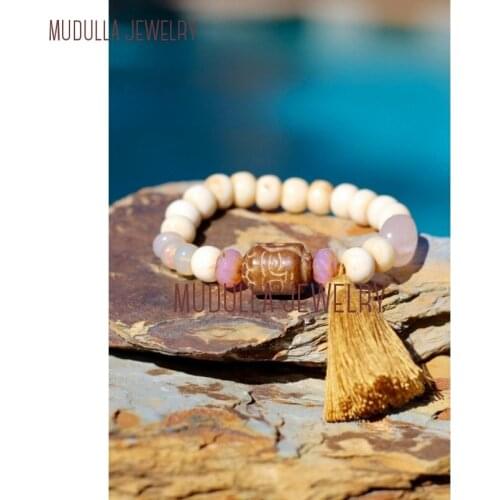 Boho Yoga Buddha Stretch Bracelet Pink Quartz Carved Buddha Bead Beach Chic Bracelet BM32883