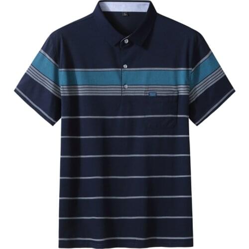 8XL 7XL 6XL 2021 New Summer Striped Polo Shirt Men Comfortable Breathable Mens Polos Shirts With Pockets Casual