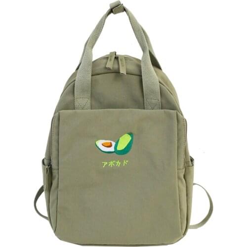 New Fruit Embroidery Women Backpack Inexpensive Waterproof Nylon Solid Color Girls Shoulder Bag Schoolbag For Teenagers
