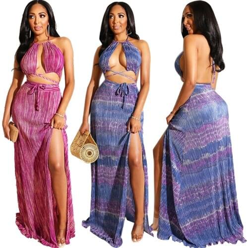 Sexy Swimsuit Long Skirt Suit Summer African Womens Camisole Striped Skirt + Bikini Two-piece 2021 New Swimsuit Skirt Suit 2XL