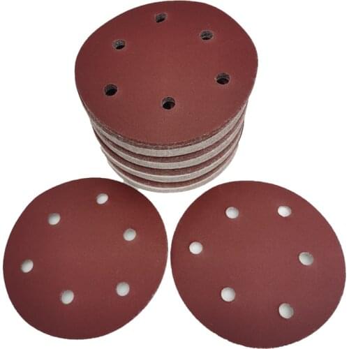 10pcs 5 inch 125mm 6 Holes Round Sandpaper Grit 60-1200 Round Shape Sanding Discs Buffing Sheet Sander Polishing Pad