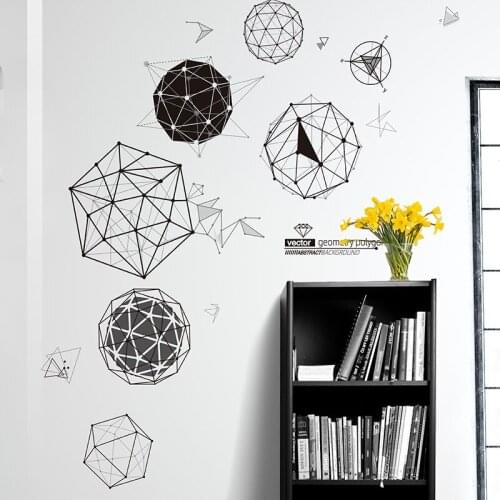 Modern Geometry Wall Stickers Boys Room Decoration Bedroom Living Room Backdrop Wall Decals Self Adhesive Home Office Decor