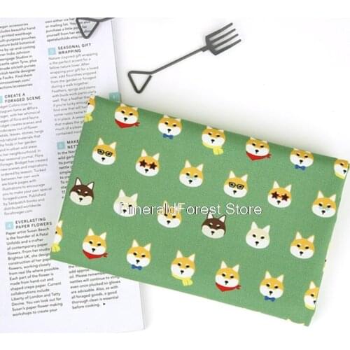 South Korea imported plain cotton, cartoon Shiba Inu digital printing fabric, handmade DIY clothing dress fabric 90cmx110cm
