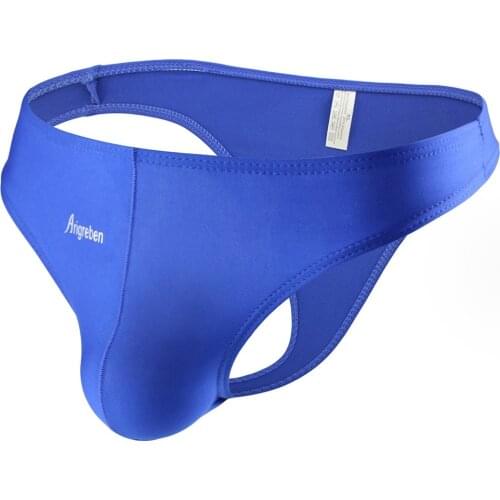 Mens Fashion Solid Color Breathable Comfortable Brief Thong Swim Bikini Jockstrap Pantie Convex Pouch Underpants Butt Underwear