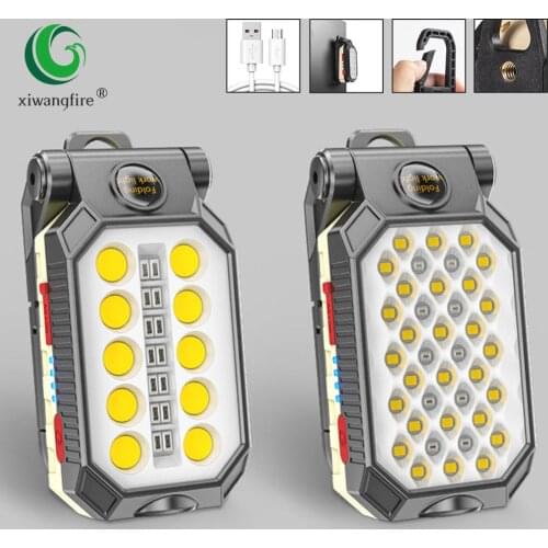 USB Rechargeable COB+T6 Work Light Portable LED Flashlight Adjustable Waterproof Camping Light Magnet Design with Power Display