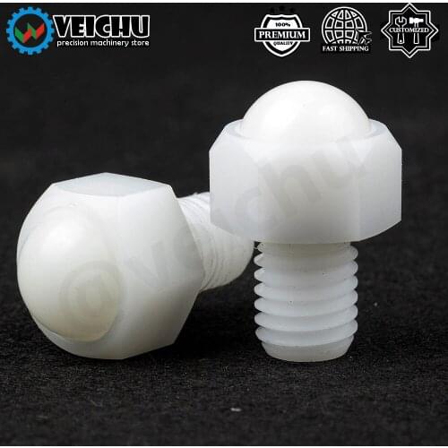 VEICHU POM Withe Ball Rollers For Material Handling Hex Head Ball Transfer Unit Ball Bearing VCN323 Stud Ball Plungers