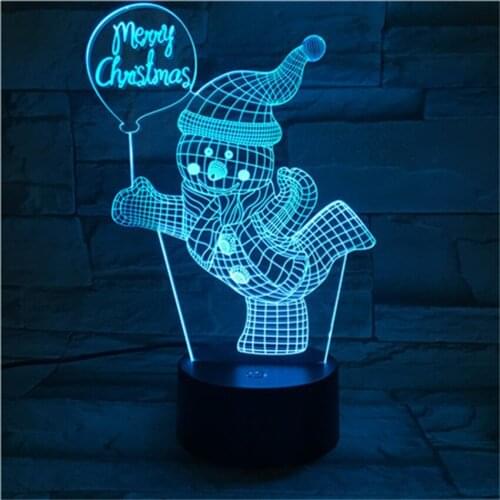 Christmas Snowman Lamp 3D Visual LED Night Light for Kids Toy Touch Button USB Desk Lampara Creative Small Night Light
