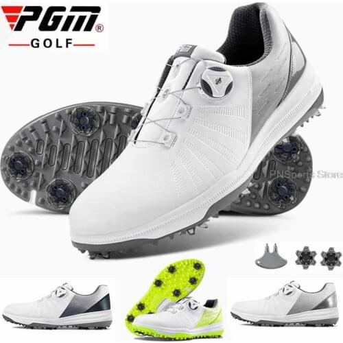 Pgm Waterproof Golf Shoes Professional Golf Sneakers Knob Buckle Sport Sneakers Outdoor Mens Anti-Slip Nail Training Footwears
