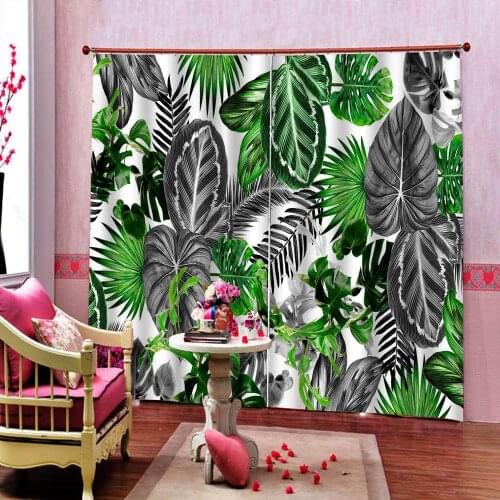 Customized Photo Retro Tropical Rain Forest Palm Banana Leaves 3D Curtain For Cafe Restaurant Theme Hotel Blackout Window Drapes