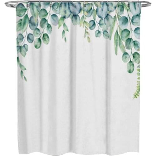 Green Tropical Shower Curtains Leaves Printed Curtains for Bathroom Natural Plant Polyester Waterproof Bathroom Curtains