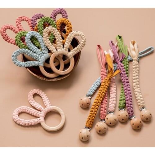 1pc Vintage Simple Crochet Pacifier Clip ins Wind Braided Pacifier Chain Baby Newborn Teething Soother Chew Hand Made