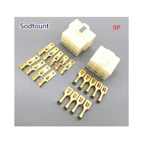 10 set 6.3mm connector 9P 9 pin Electrical 6.3 Connector Kits Male Female socket plug for Motorcycle Car