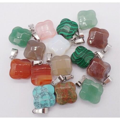 10Pcs 18x7mm Colourful Mix-And-Match Materialsm Facet Clovers Pendant For DIY Jewelry Making Necklace Accessories Lucky Gift