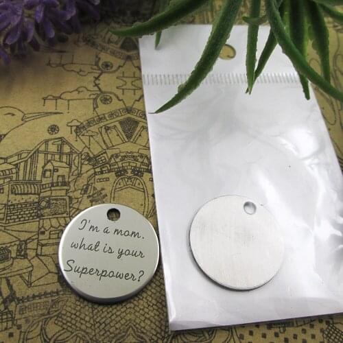 20pcs--"I'm a mom. what is your superpower?"stainless steel charms 5 styles for choosing DIY Charms for necklace bracelets