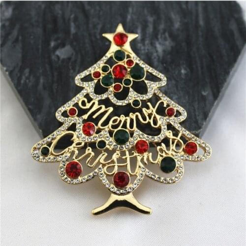 Customized 2021 new Christmas brooch inlaid colorful diamond Christmas tree brooch brooch clothing accessories women