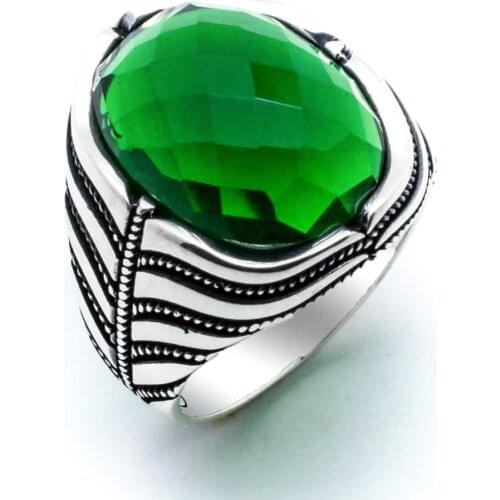 925 sterling Silver Green Zircon Stone Ring