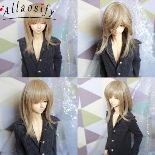 Allaosify Bjd Doll 1/3 1/4 1/6 1/8 High Temperature Wire Oblique Bangs Mid-Length Fluffy Air Fake Hair