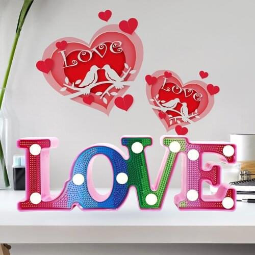 5D DIY Diamond Painting LED Lamp LOVE Special Shaped Diamond Mosaic Cross Stitch Embroidery Rhinestone Home Decor Light