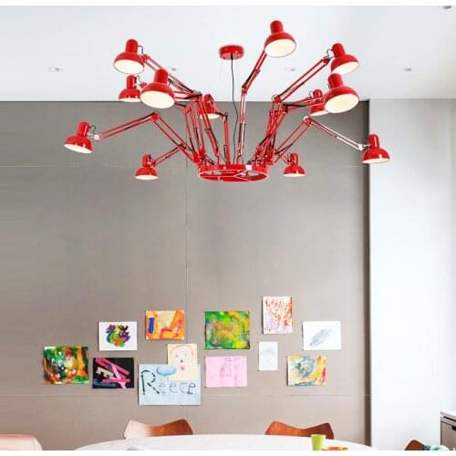 Art deco Bar Coffee shop spider lamp Swing arm chandelier hanging light showcase Red black lamp luminaria home lights & lighting