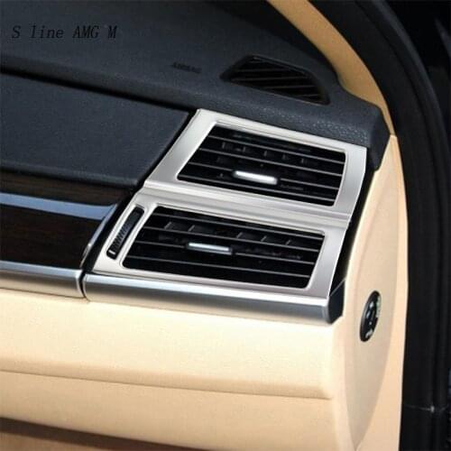 Car Styling For BMW X5 X6 E70 E71 Front row Dashboard Air Conditioner Outlet Frame Covers Stickers stainless steel Accessories
