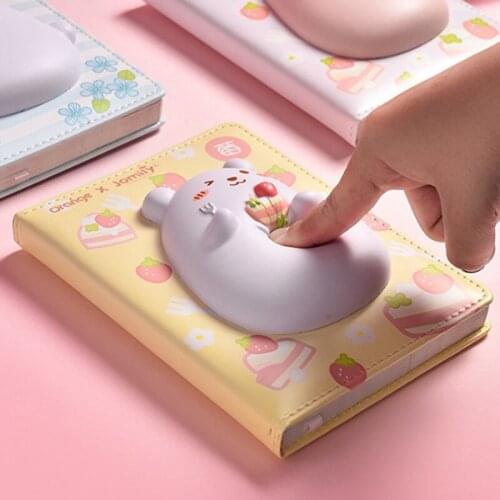 3D Cute Bear Squeeze Toy Decompression Notebook Student Planner Color Pages Diary Reliever Stress Notebook Student Gift
