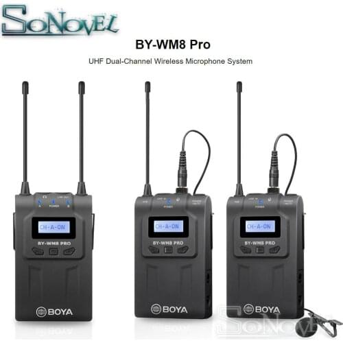 BOYA BY-WM8 Pro UHF Wireless Lavalier Microphone System for iPhone 8 Video Interview Broadcast Canon Nikon DSLR Camera Camcorder