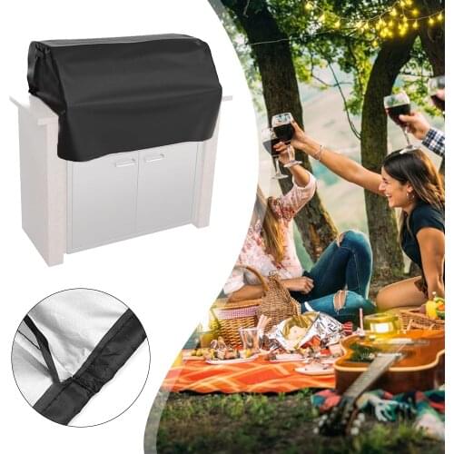 210D BBQ Barbecue Grill Cover Outdoor Dust Waterproof Weber Heavy Duty Grill Cover Rain Protective Outdoor Barbecue Cover Round