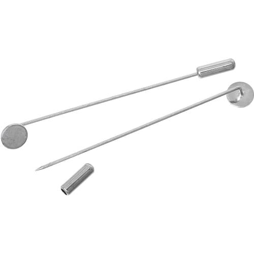 DoreenBeads Copper Brooches Enamel Pins Round Silver Color Cabochon Settings(Disk Size: 8mm)70mm(2 6/8")x 8mm(3/8"),10 PCs