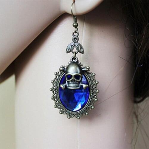 Ethnic Bohemia Skull Drop Earrings Big Long Tassel Statement Charm For Women Rhinestone Dangle Eardrop Halloween Jewelry Gifts