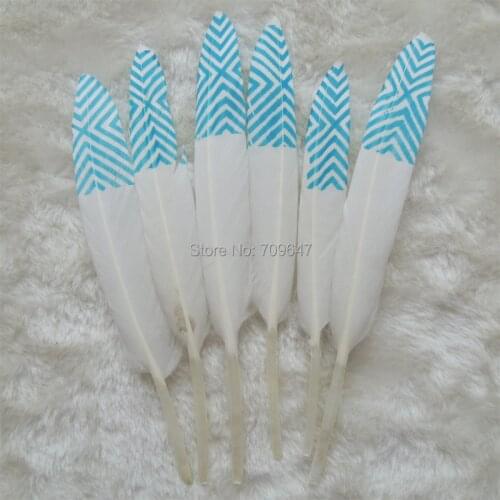 30Pcs/Lot!9-15cm Printed White Goose Feathers for Wedding Decorations,Trimmings,Crafts,Millinery