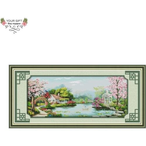 Joy Sunday F825 14CT 11CT Counted and Stamped Home Decoration The plantation of love whole scene Cross Stitch kits