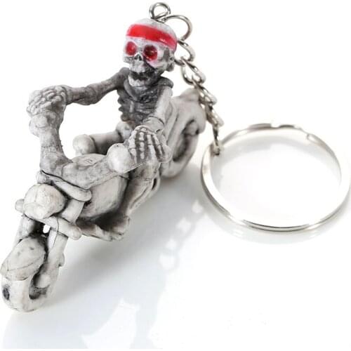 Creative Skull Skeleton Motorcycle Pendant Key Chain Keyring Keyfob Strange Gift W0YA