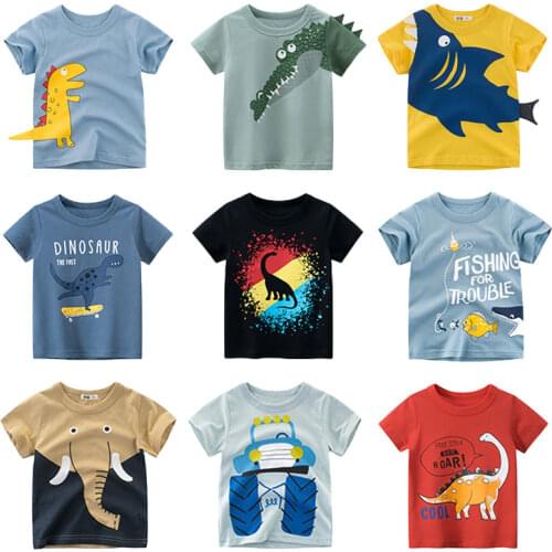 Kid Boys Summer Clothes Dinosaur T-shirt Childrens Cartoon Cotton Clothing Boys Graphic Tee Kids Clothes Boys 2 To 8