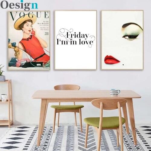 Retro Fashion Art Picture Female Wall Make Up Red Lips Call Modern Canvas Painting Mural Print Picture Home Decor Art Poster