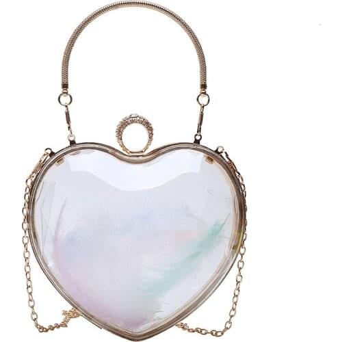 Feminina Fashion Brand Cute Heart-shaped Acrylic Box Clutch Wallet Clear Women Handbag 2 style Mini Vintage Evening Bag