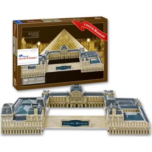 Musee Du Louvre Museum France Learning 3D Paper DIY Jigsaw Puzzle Model Educational Toy Kits Children Boy Gift Toy