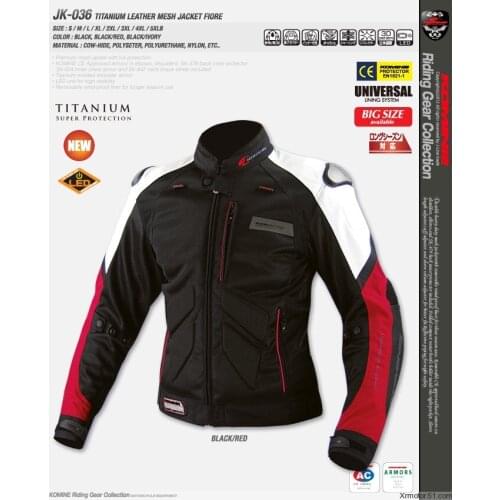 Komine JK036 Titanium Mesh Jacket Motocross Motorbike ATV Bike Riding Mens Black White Red Jackets With Protector