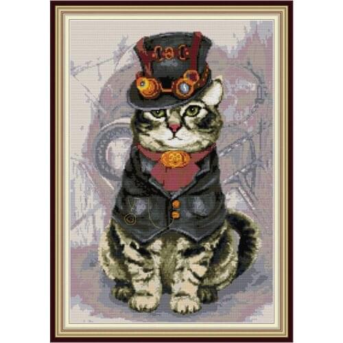 Mighty cat cross stitch kit aida 14ct 11ct count printed canvas stitches embroidery DIY handmade needlework