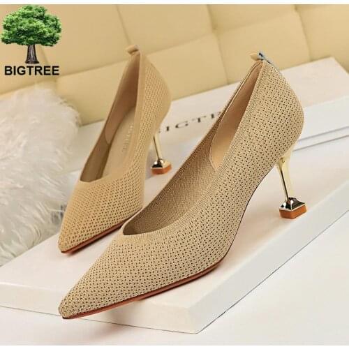 New Fashion Women Pumps Autumn Baotou V-shaped Pointed Toe High Heels Ladies Shallow High Heels Outside Shoes Party Women Shoes